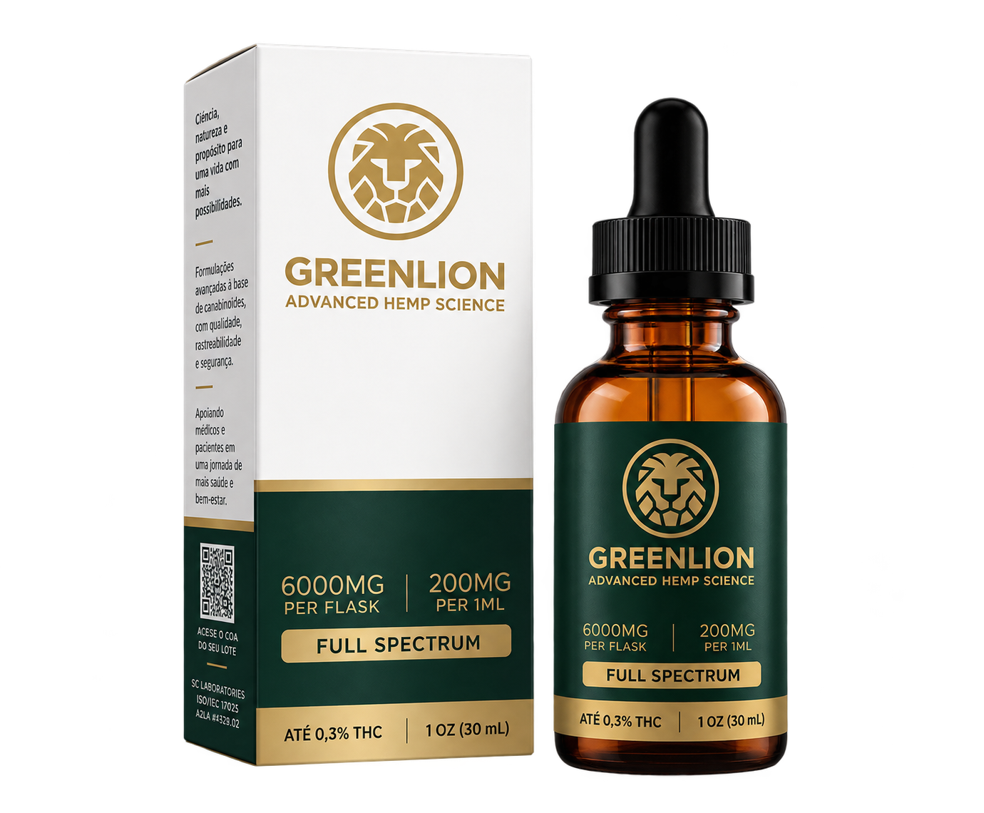 GREENLION Full Spectrum — frasco e embalagem